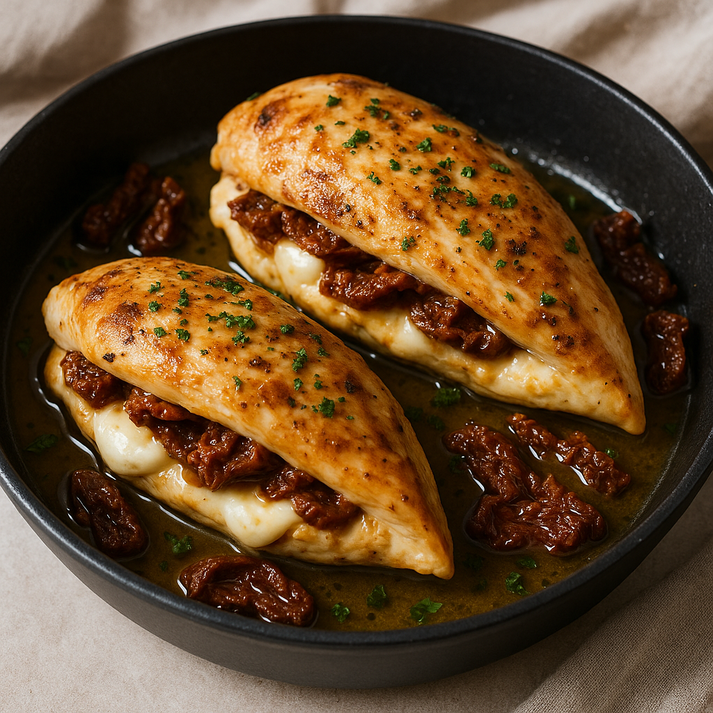 Pierś z kurczaka z mozzarellą i suszonymi pomidorami