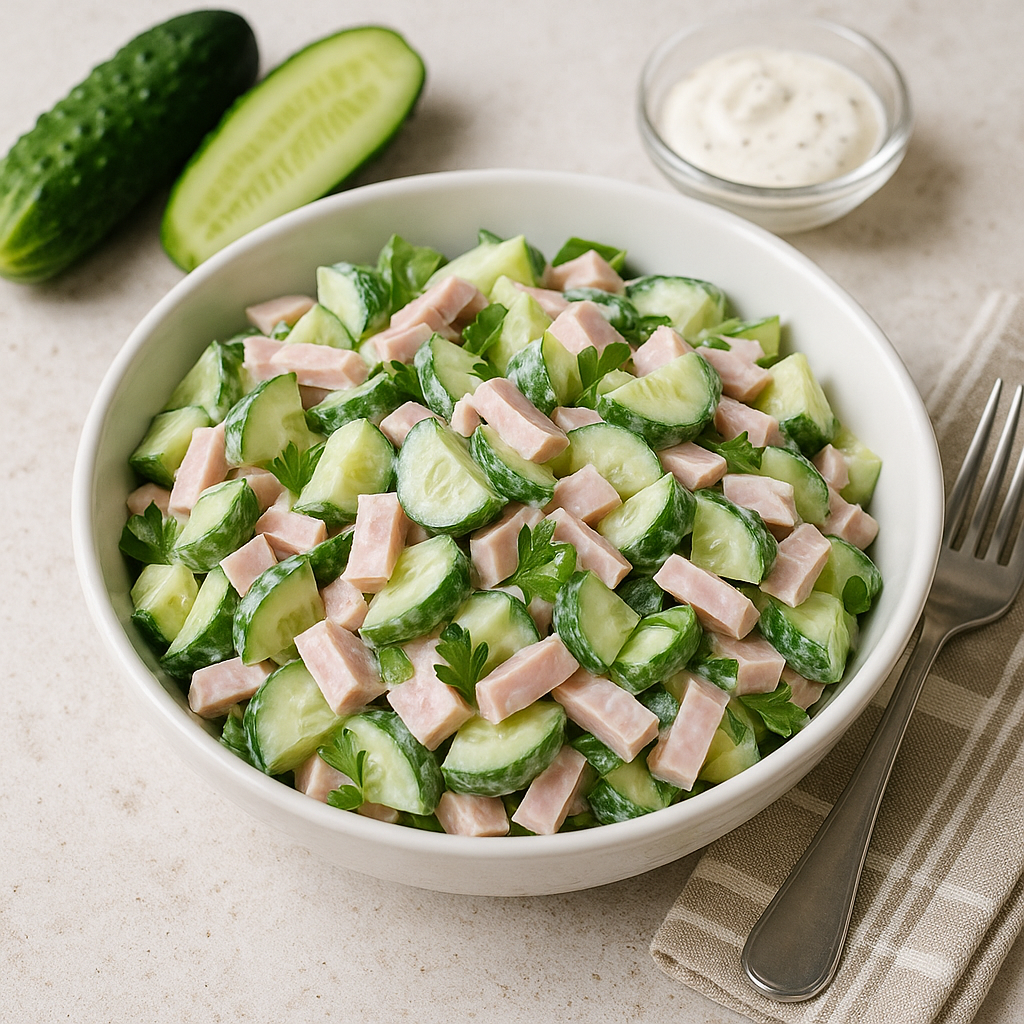 Sałatka z szynką i ogórkiem