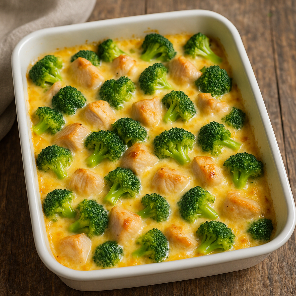 Indyk z brokułami zapiekany w sosie serowym