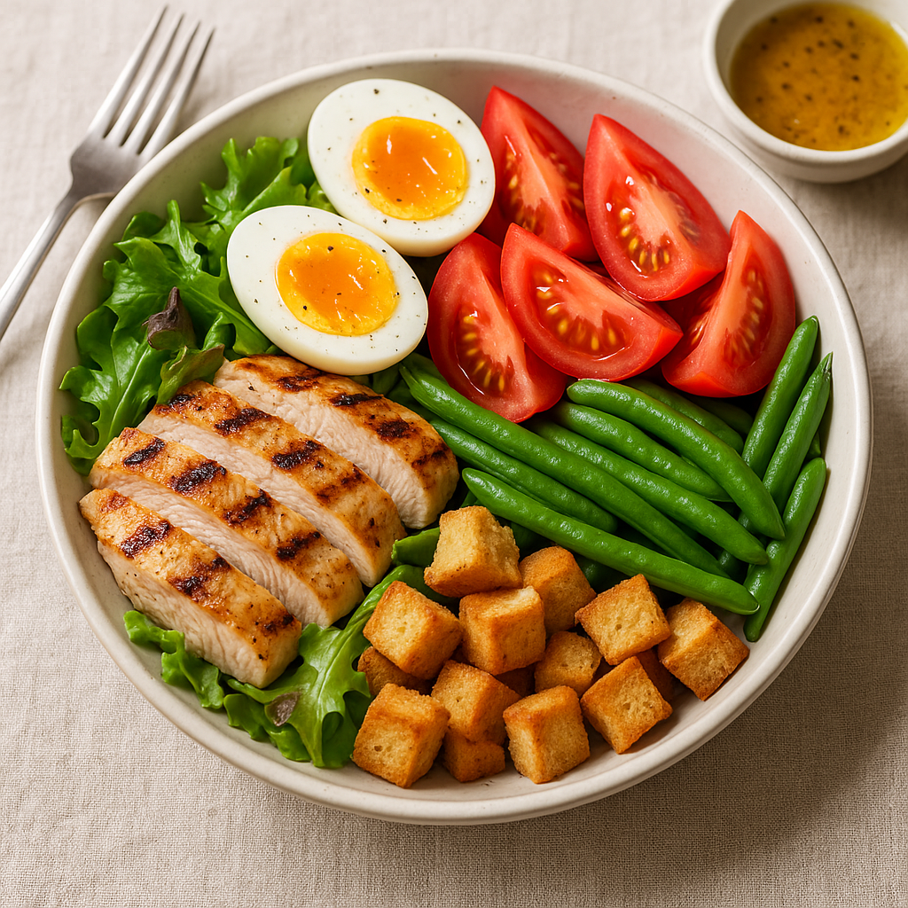 Francuska sałatka z kurczakiem i gotowanym jajkiem