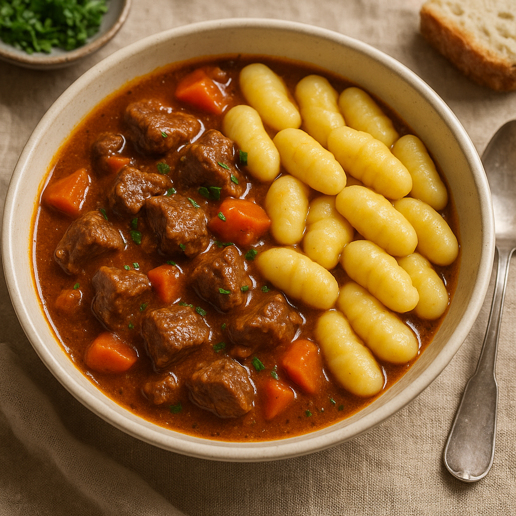 Domowy gulasz z kopytkami