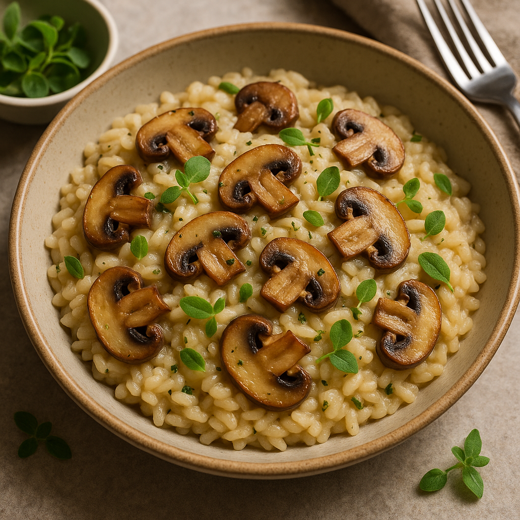 Risotto z pieczarkami i majerankiem