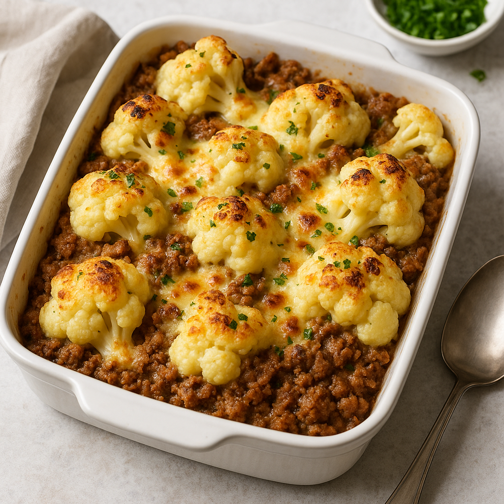 Kalafior zapiekany z mięsem mielonym