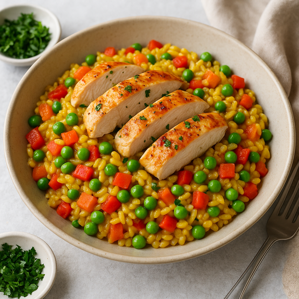 Kolorowe risotto z kurczakiem