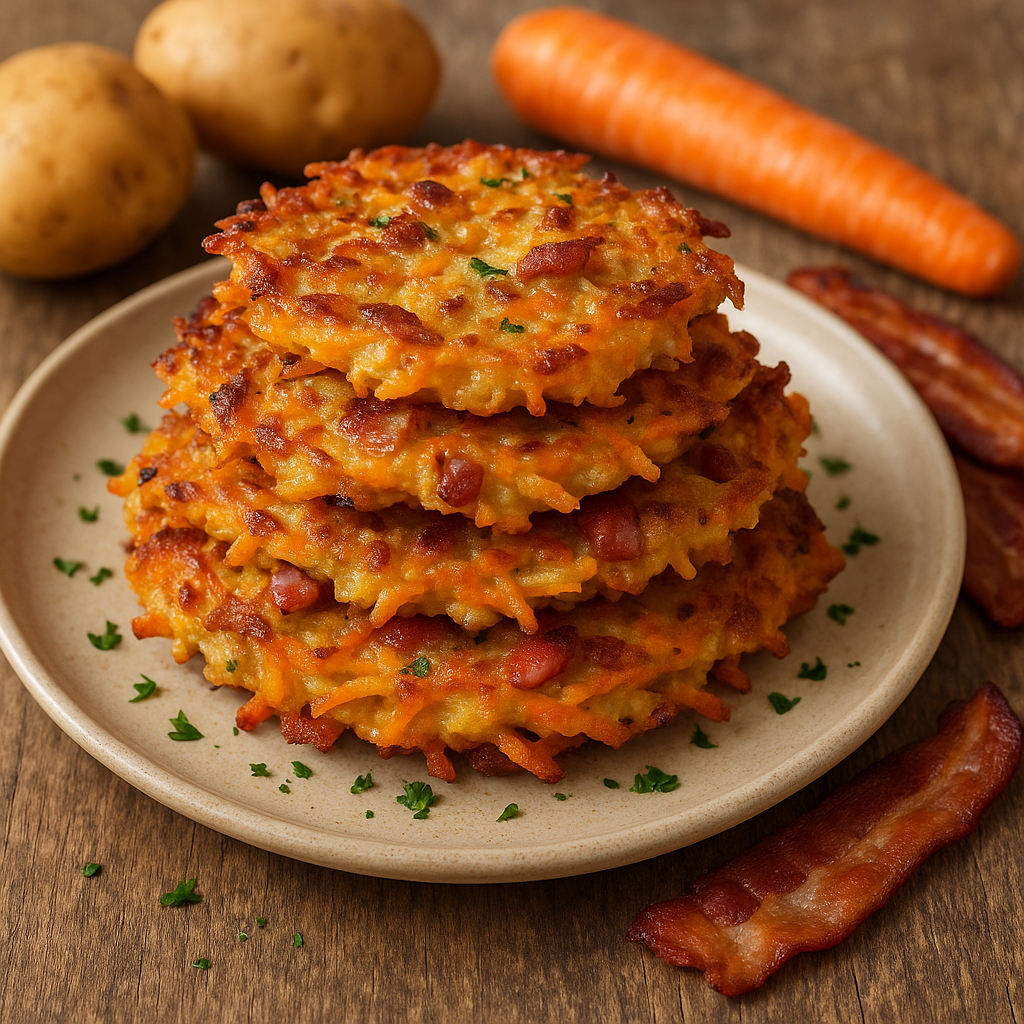 Placki ziemniaczane z marchewką i boczkiem